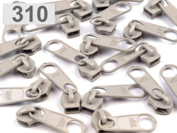 Schieber Zipper zu Spirale Reißverschlüssen 5 mm Hellgrau